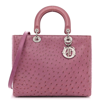 Christian Dior Ostrich Large Lady Dior Pink 1 of 10