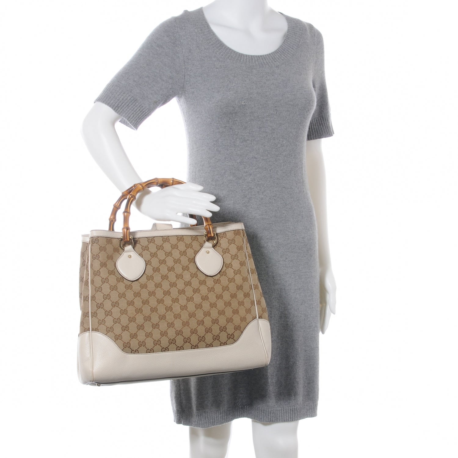 Gucci Monogram Medium Diana Bamboo Top Handle Tote Ivory 2 of 8