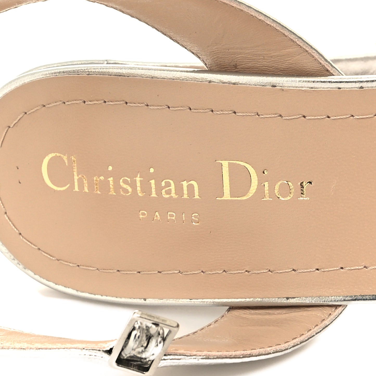 Laminated Crinkled Calfskin Dior Call Sandal Pumps 39 Silver