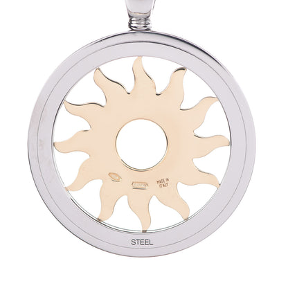 Bulgari 18K Yellow Gold Stainless Steel Tondo Sun Pendant Necklace 4 of 7