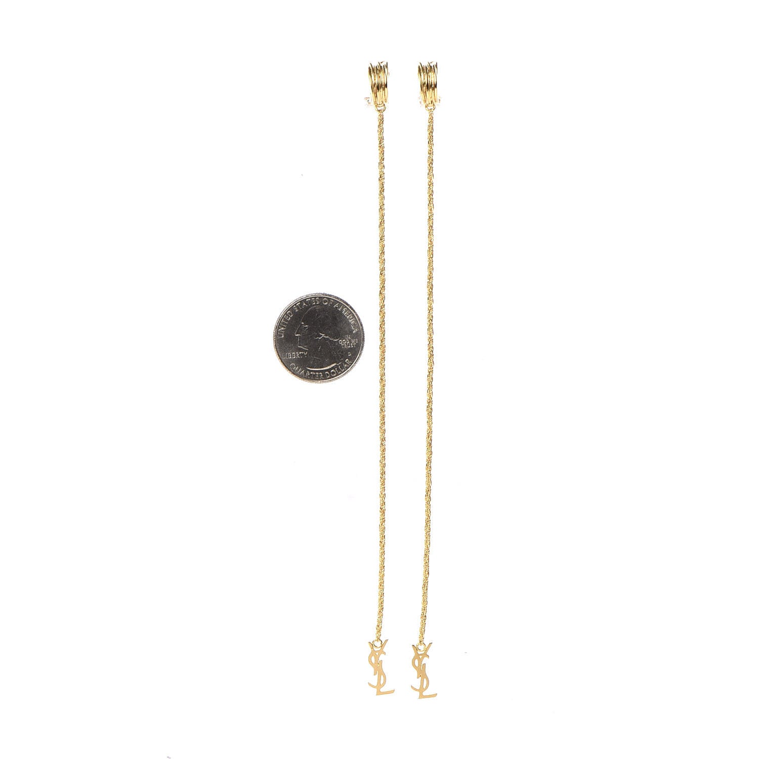 Saint Laurent Metal Opyum Clip On Drop Earrings Gold 2 of 5