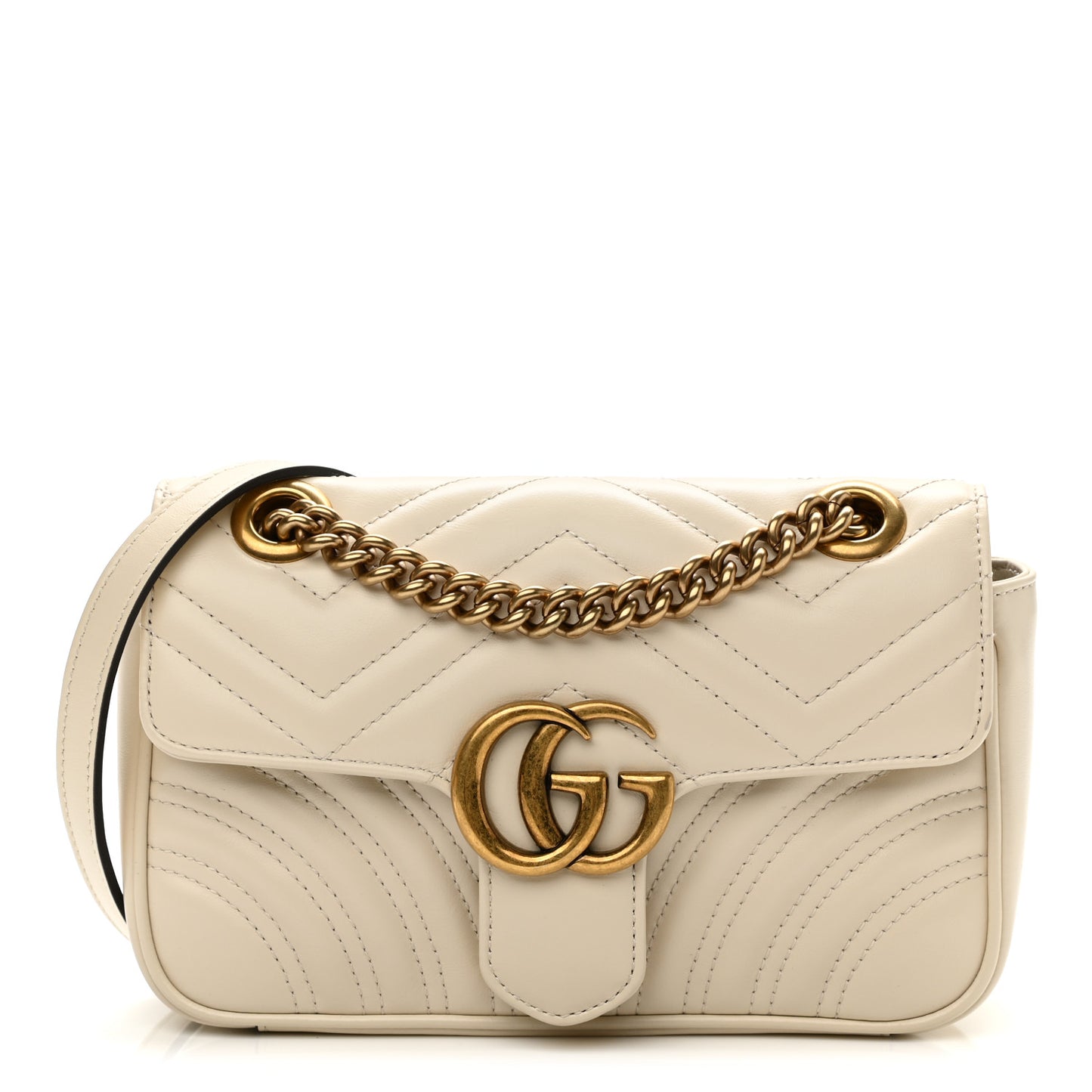 Calfskin Matelasse Mini GG Marmont Shoulder Bag White