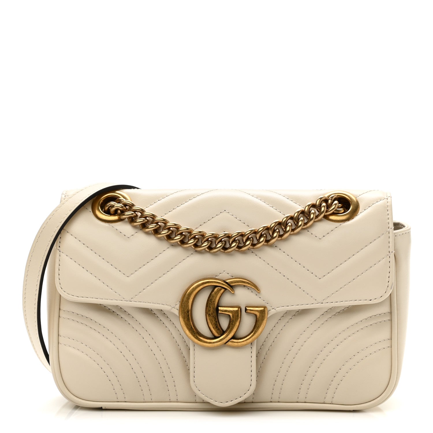 Gucci Calfskin Matelasse Mini GG Marmont Shoulder Bag White 1 of 9
