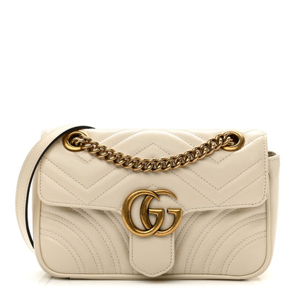 Gucci Calfskin Matelasse Mini GG Marmont Shoulder Bag White 1 of 9