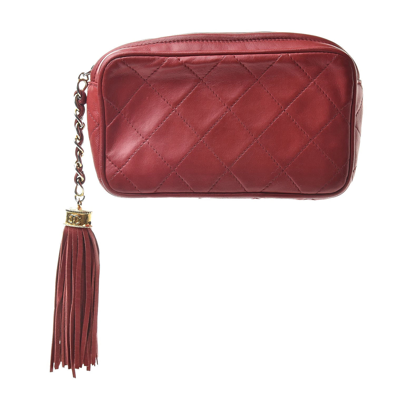 Chanel Lambskin Quilted Tassel Pouch Red 1 of 11