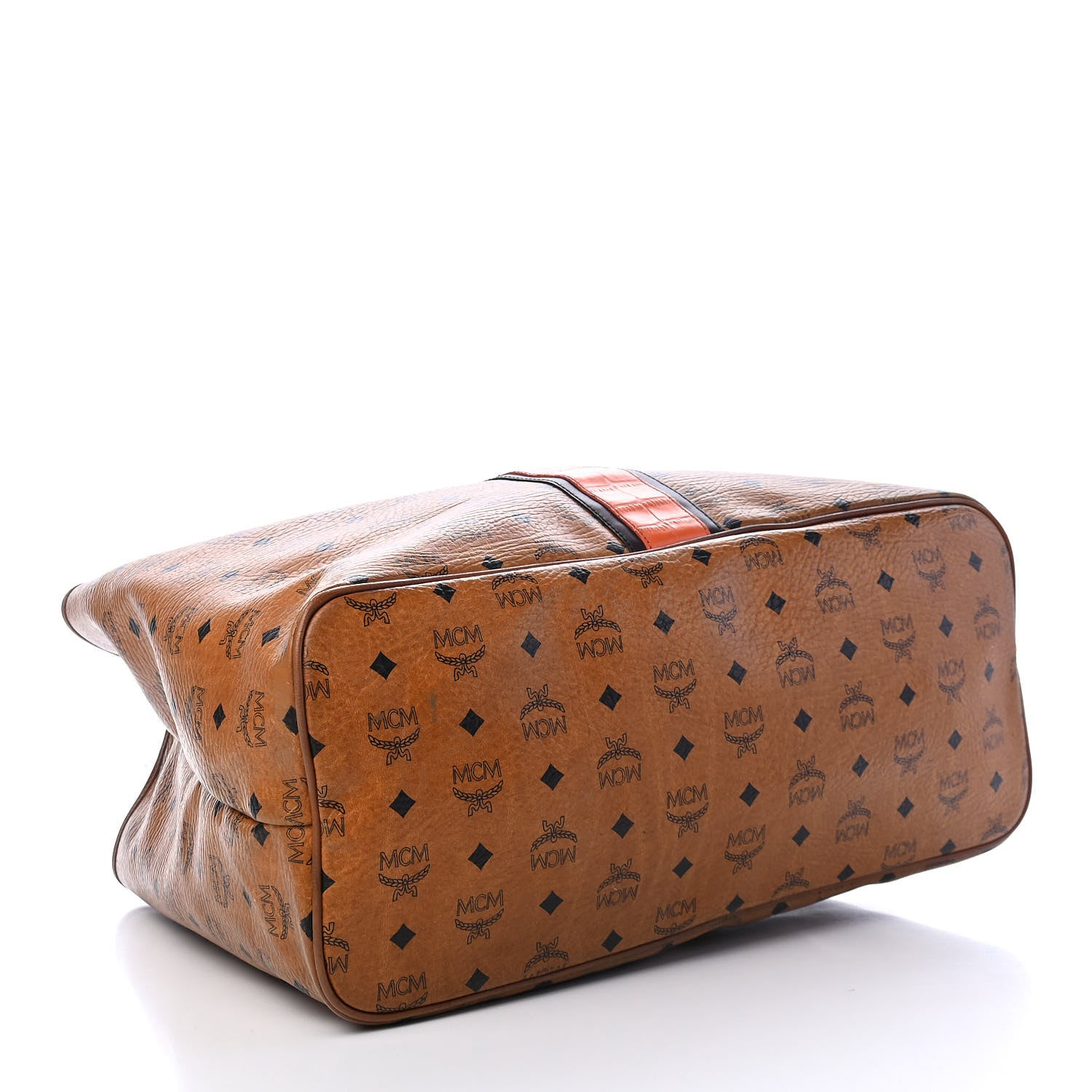 MCM Visetos Crocodile Embossed Medium Liz Shopper Tote Cognac 3 of 9