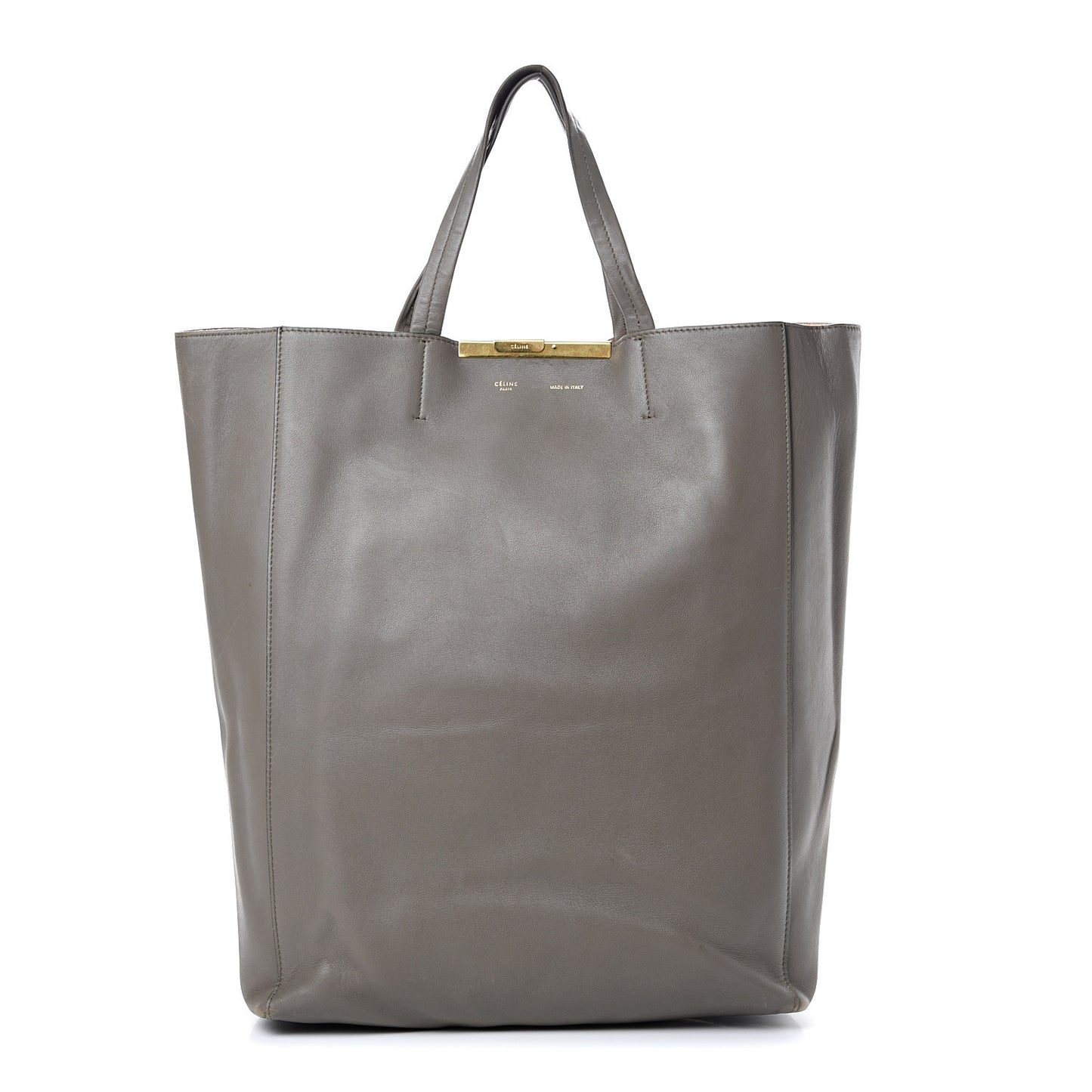 Calfskin Clasp Vertical Cabas Grey