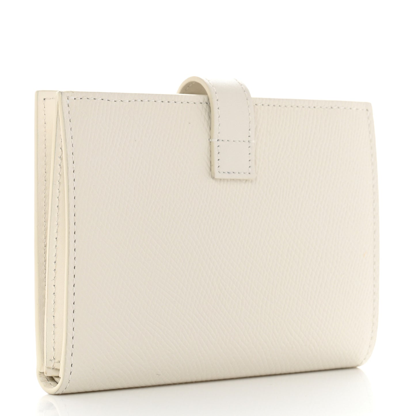 Grained Calfskin Medium Multifunction Strap Wallet White