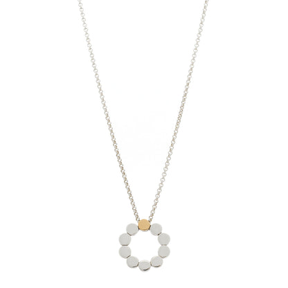 John Hardy Sterling Silver 18K White Yellow Gold Circle Dot Pendant Necklace 1 of 5