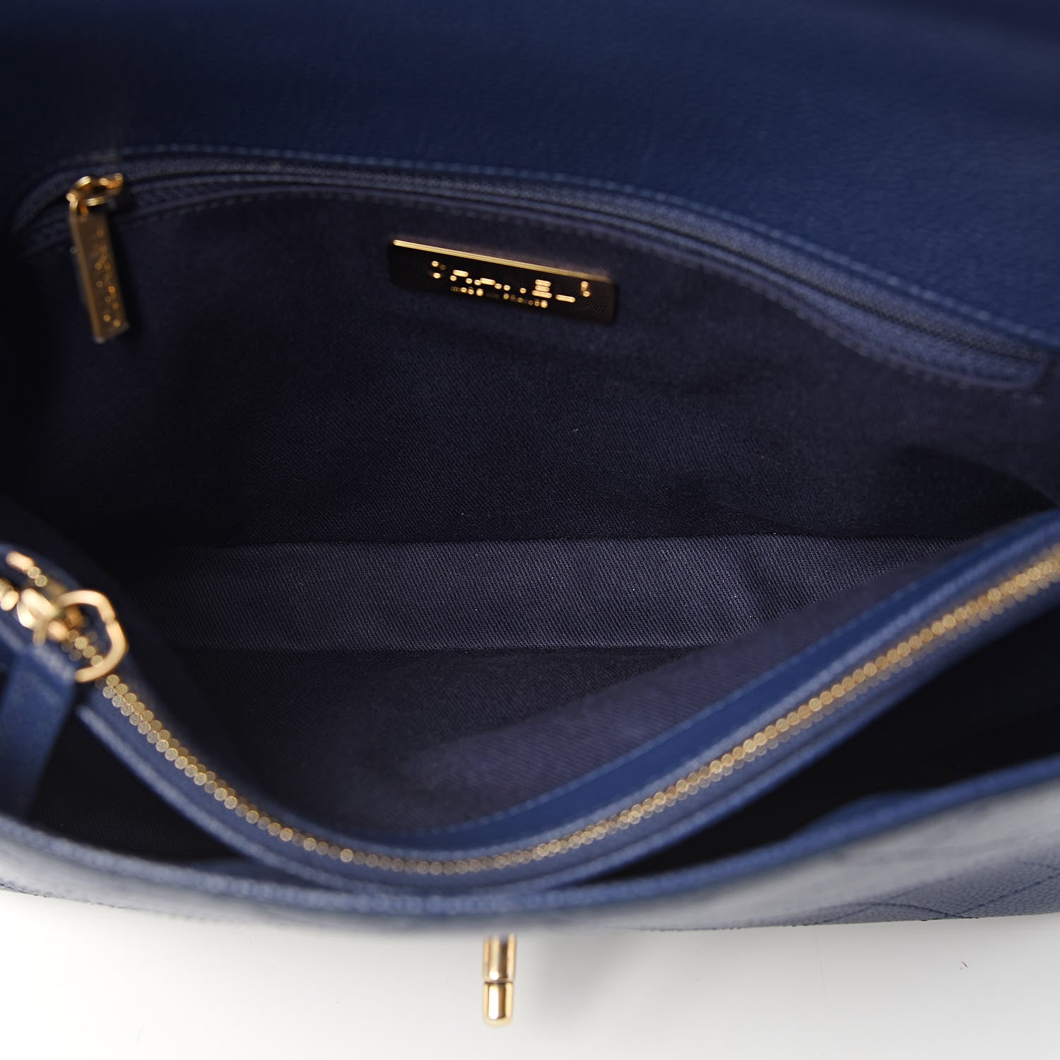 Chanel Grained Calfskin Stitched Flap Navy Blue 6 of 13