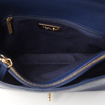 Chanel Grained Calfskin Stitched Flap Navy Blue 6 of 13
