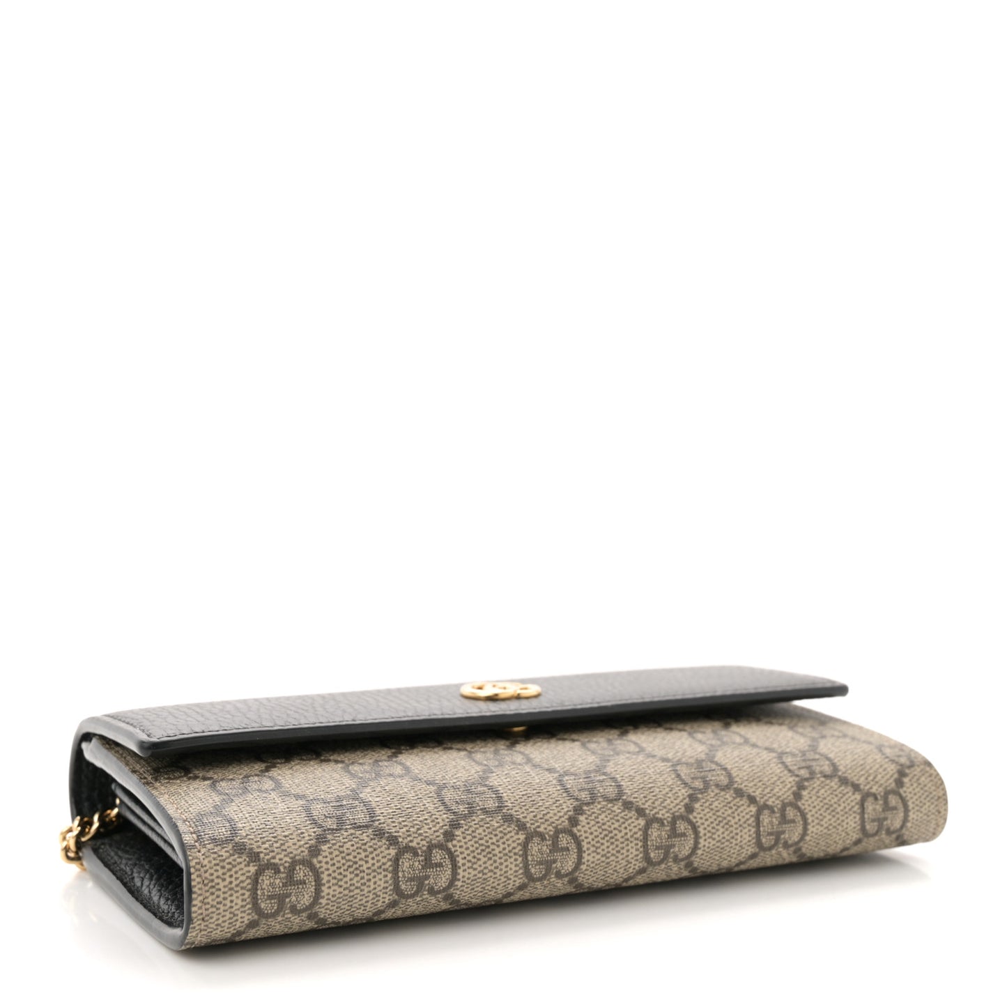 Dollar Calfskin GG Supreme Monogram Petite GG Marmont Wallet Chain Bag Black Beige Ebony