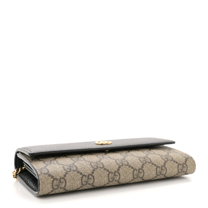 Gucci Dollar Calfskin GG Supreme Monogram Petite GG Marmont Wallet Chain Bag Black Beige Ebony 4 of 13