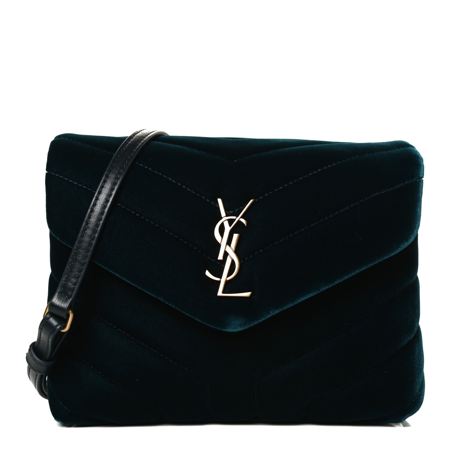 Saint Laurent Velvet Y Quilted Monogram Toy Loulou Crossbody Bag Dark Ottanio 2 of 31