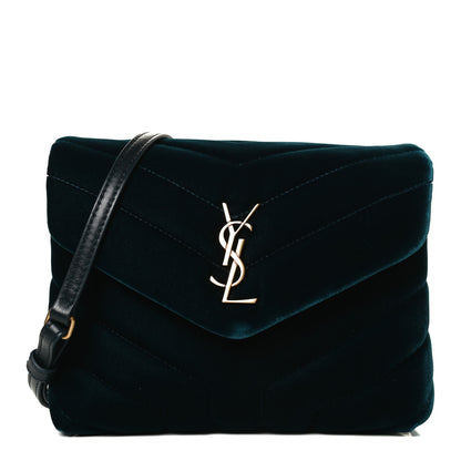 Saint Laurent Velvet Y Quilted Monogram Toy Loulou Crossbody Bag Dark Ottanio 2 of 31