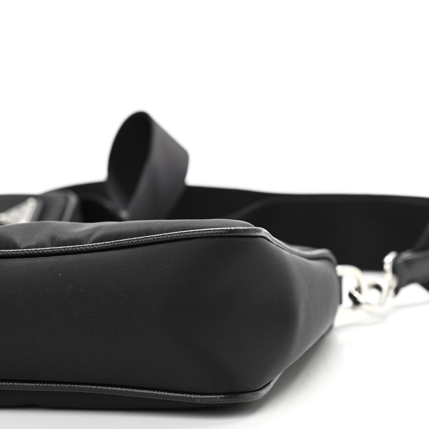 Re-Nylon Saffiano Pocket Zippered Shoulder Bag Black