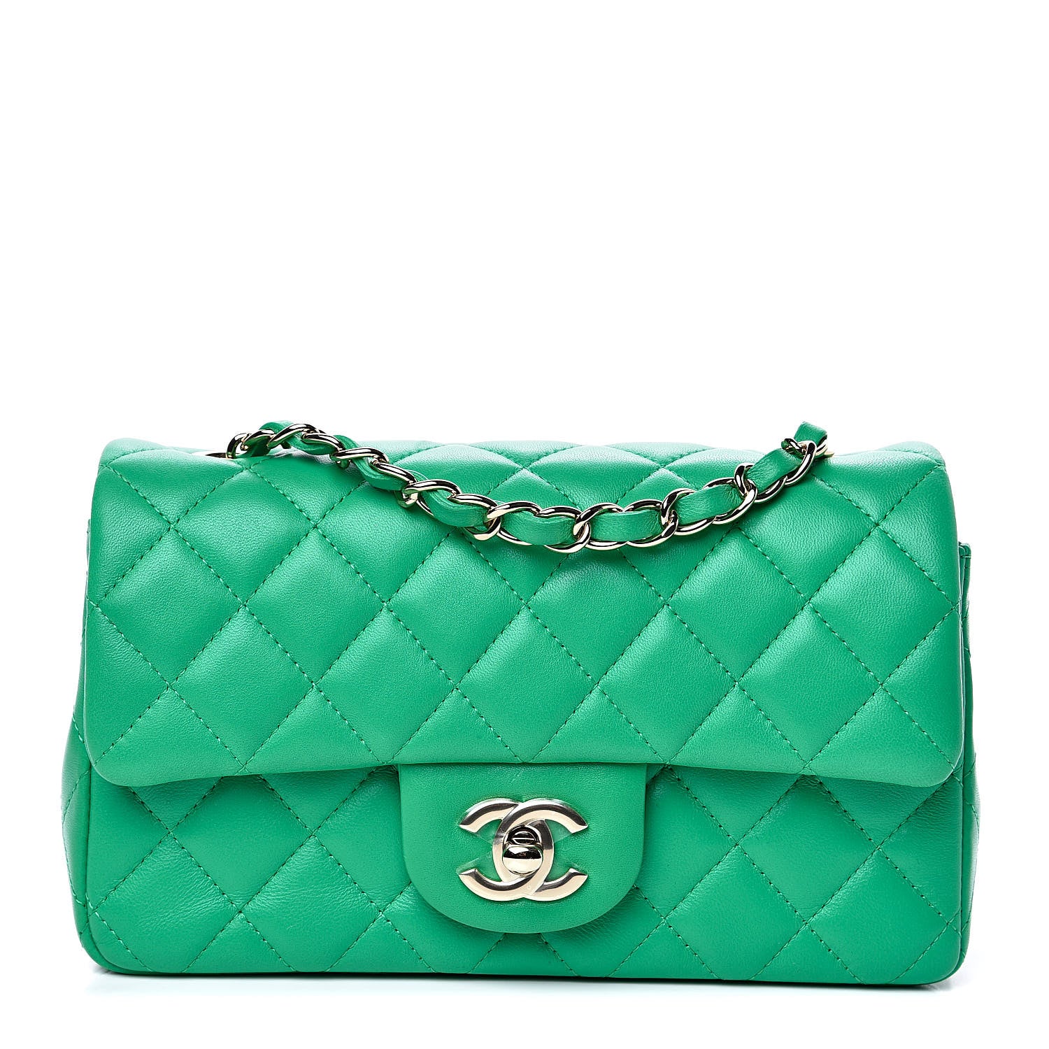 Chanel Lambskin Quilted Mini Rectangular Flap Green 1 of 9