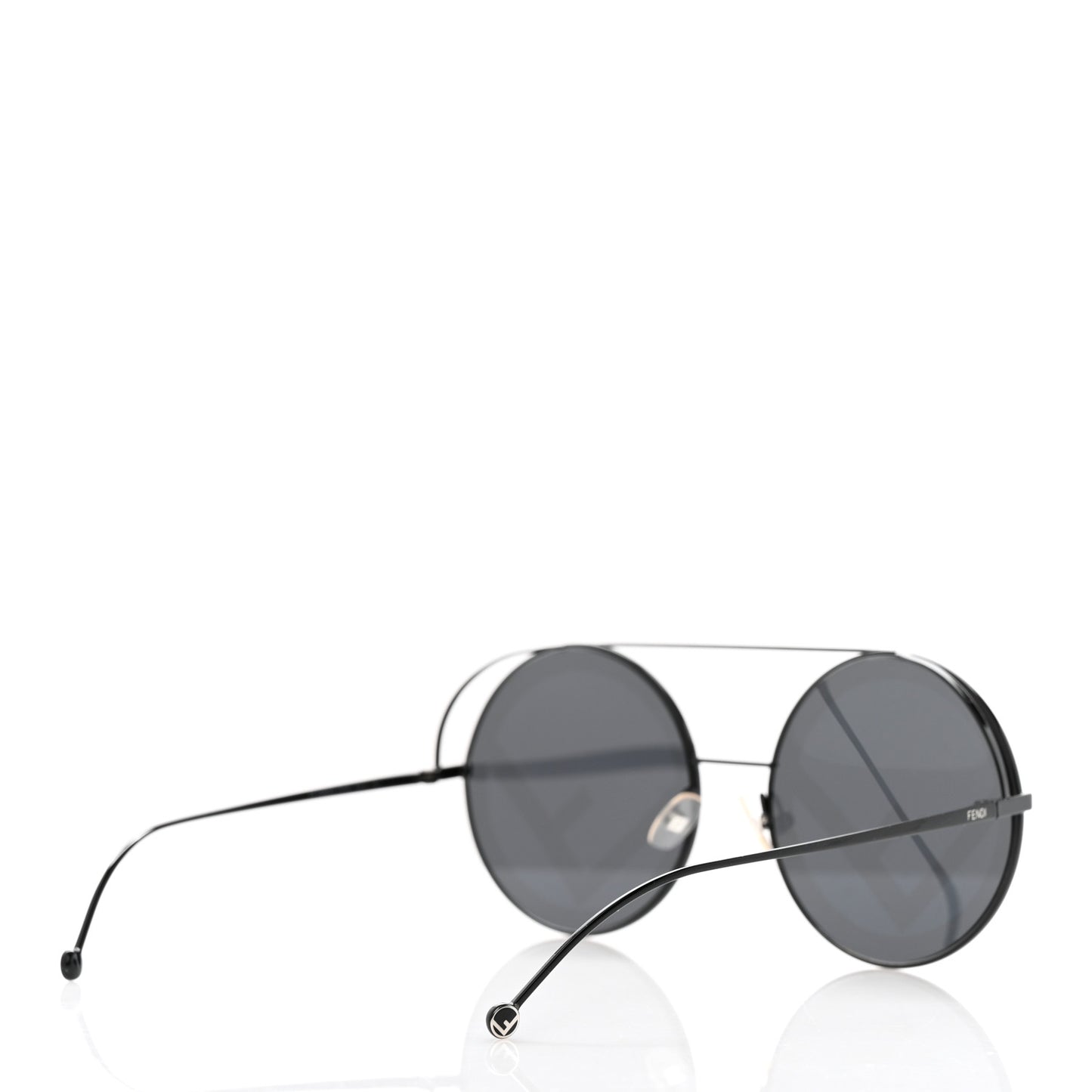 Metal F is Fendi Printed Run Away Round Frame Sunglasses FF 0285/S Black