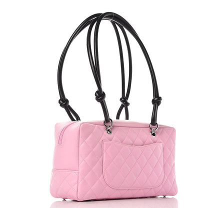 Chanel Calfskin Quilted Large Cambon Bowler Pink Black 3 of 14