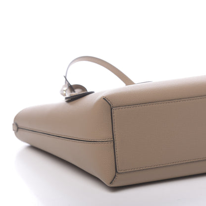 Burberry Grainy Calfskin Haymarket Check Small Reversible Tote Mid Camel 11 of 16
