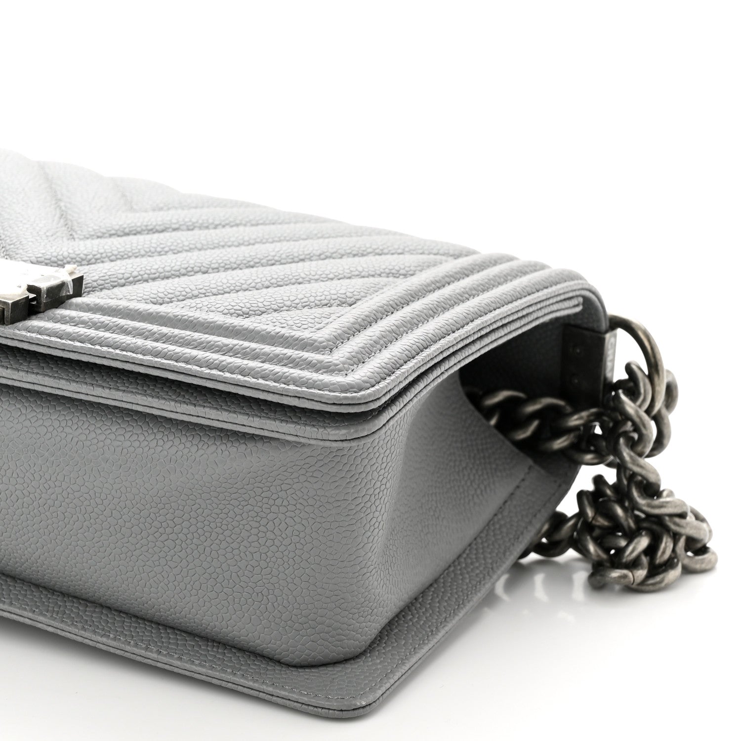 Chanel Caviar Chevron Quilted Medium Boy Flap Grey 10 of 10