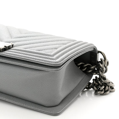 Chanel Caviar Chevron Quilted Medium Boy Flap Grey 10 of 10