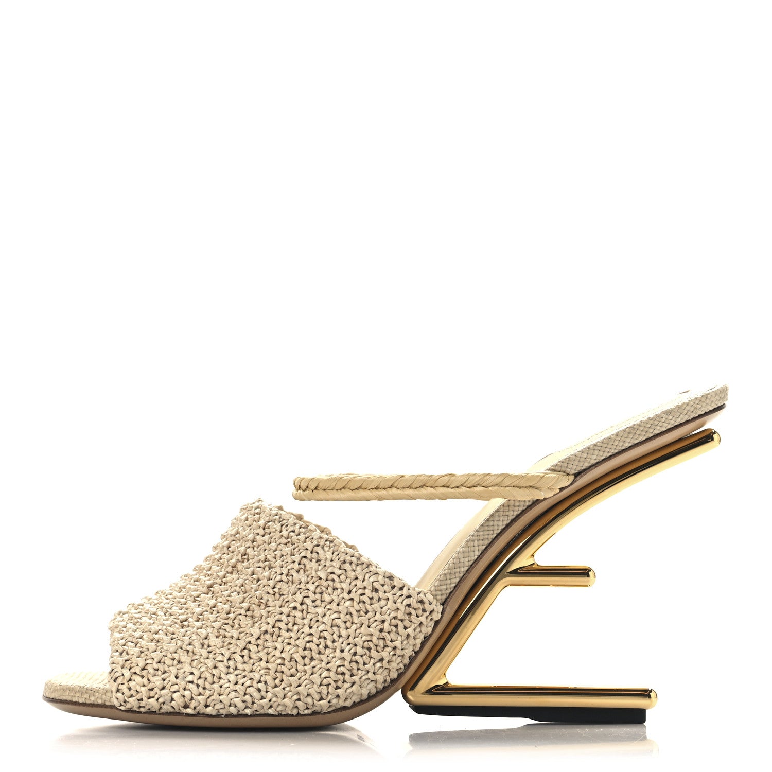 Fendi Raffia Intreccio Fendi First 95mm Slide Sandals 41 Paglia 1 of 8