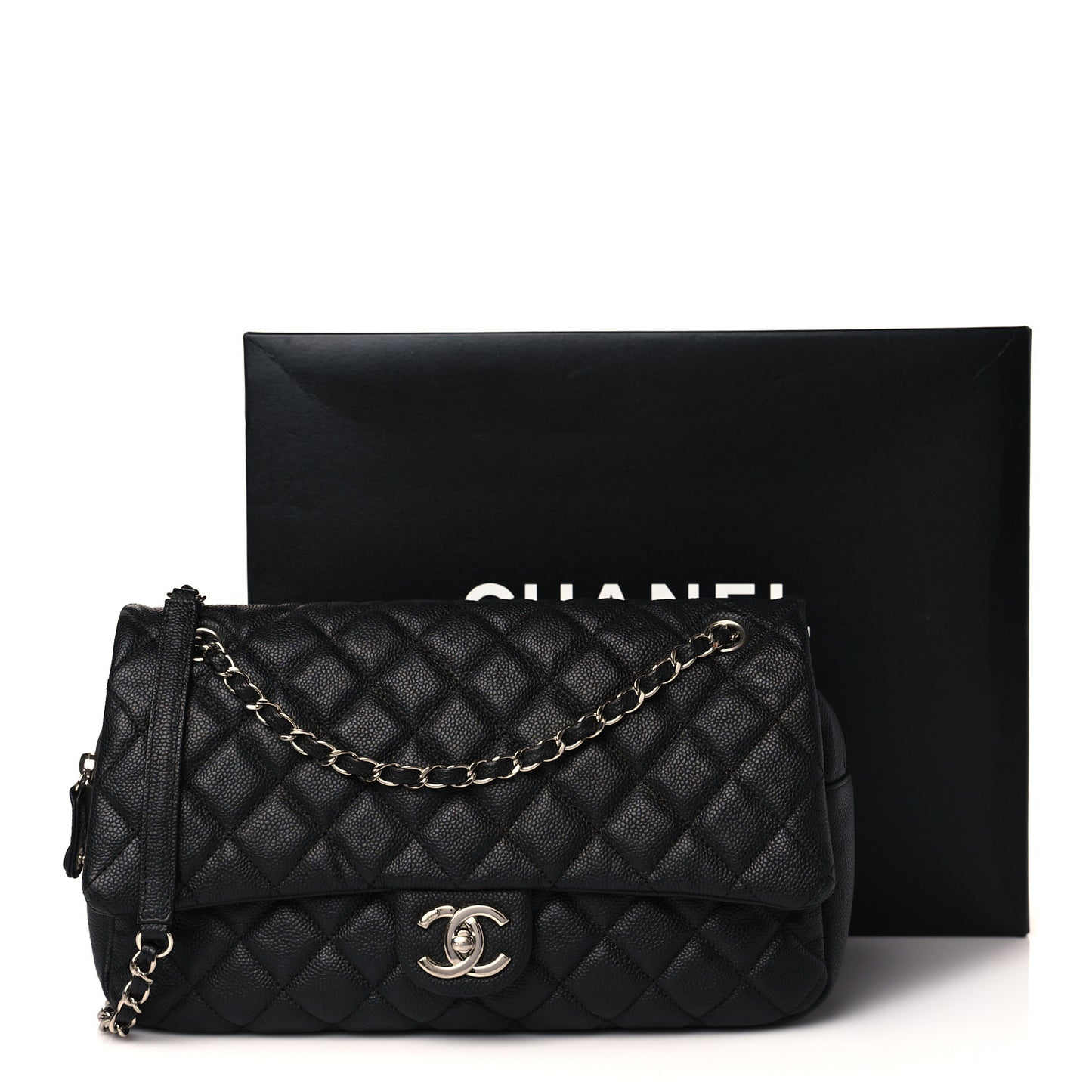 Caviar Quilted Jumbo Easy Flap Black
