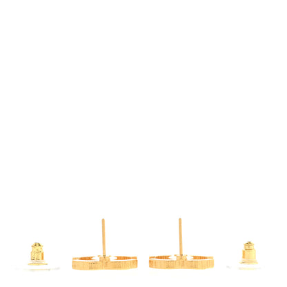 Chanel Metal Textured CC Earrings Gold 3 of 5
