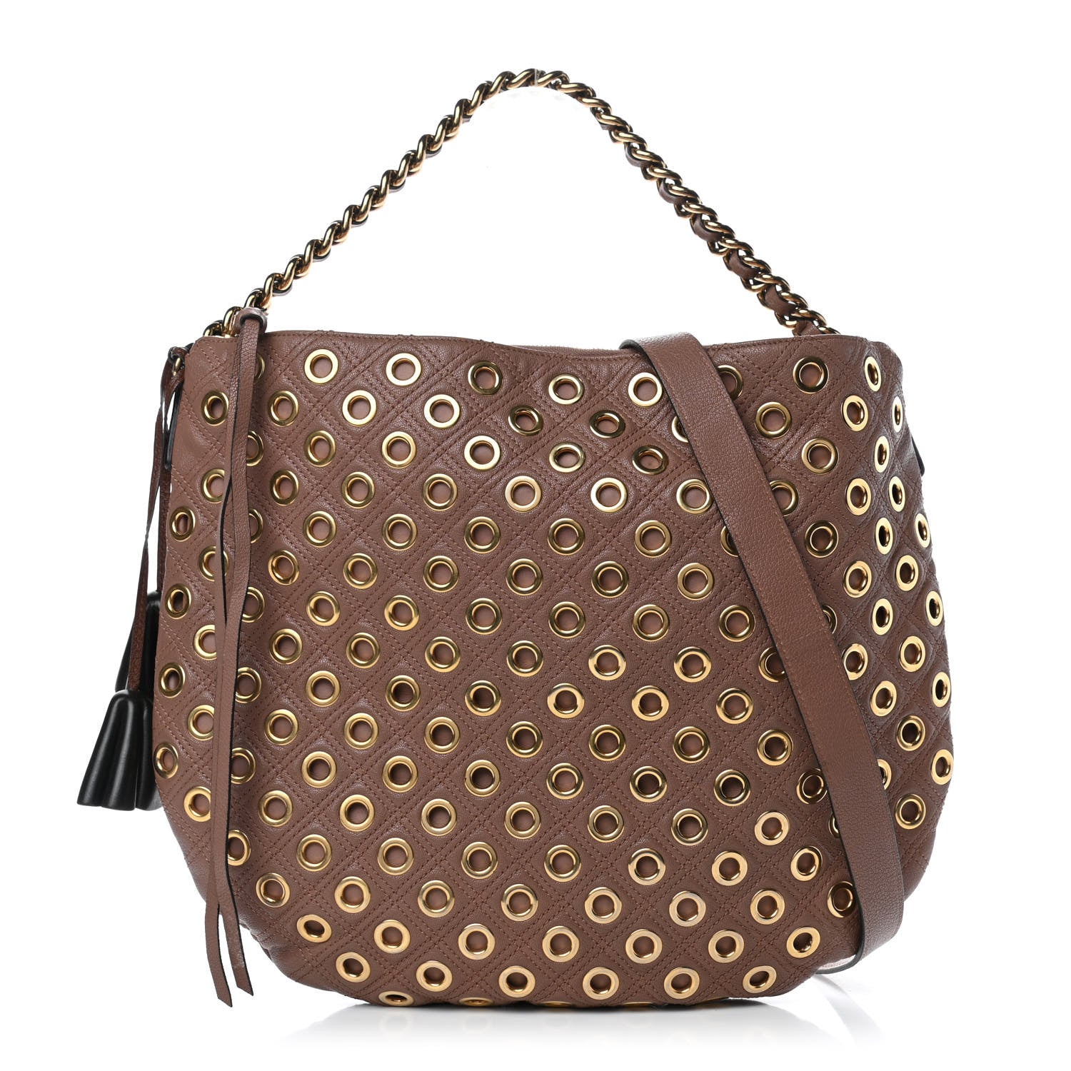 Marc Jacobs Goatskin Quilted Grommet Large Nomad Hobo Brown 1 of 4