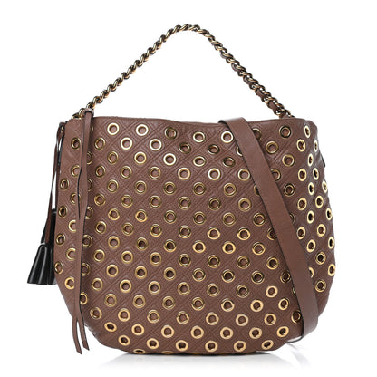 Marc Jacobs Goatskin Quilted Grommet Large Nomad Hobo Brown 1 of 4