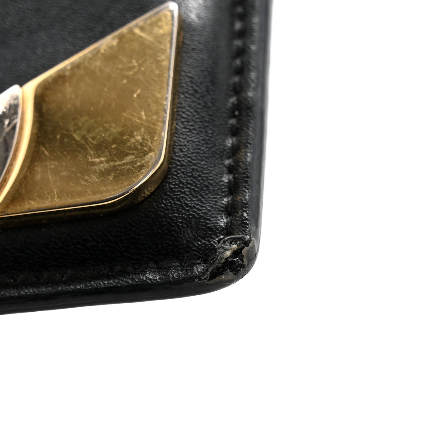 Vitello Liberty Lucido Metal Monster Eyes Card Holder Black Gold