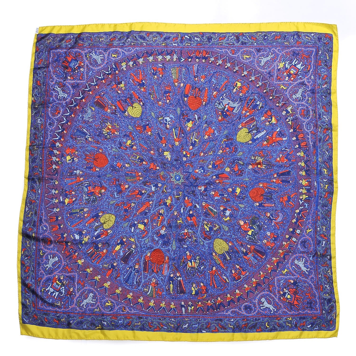 Hermes Silk Lalbhai Scarf 140 Bleu Electrique 3 of 5
