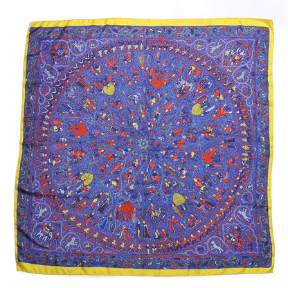 Hermes Silk Lalbhai Scarf 140 Bleu Electrique 3 of 5