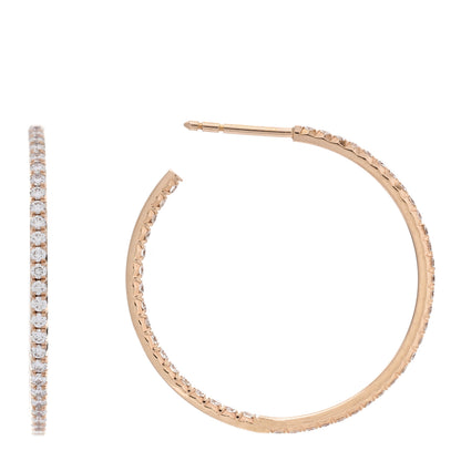 Tiffany 18K Rose Gold Diamond Large Metro Hoop Earrings 1 of 5