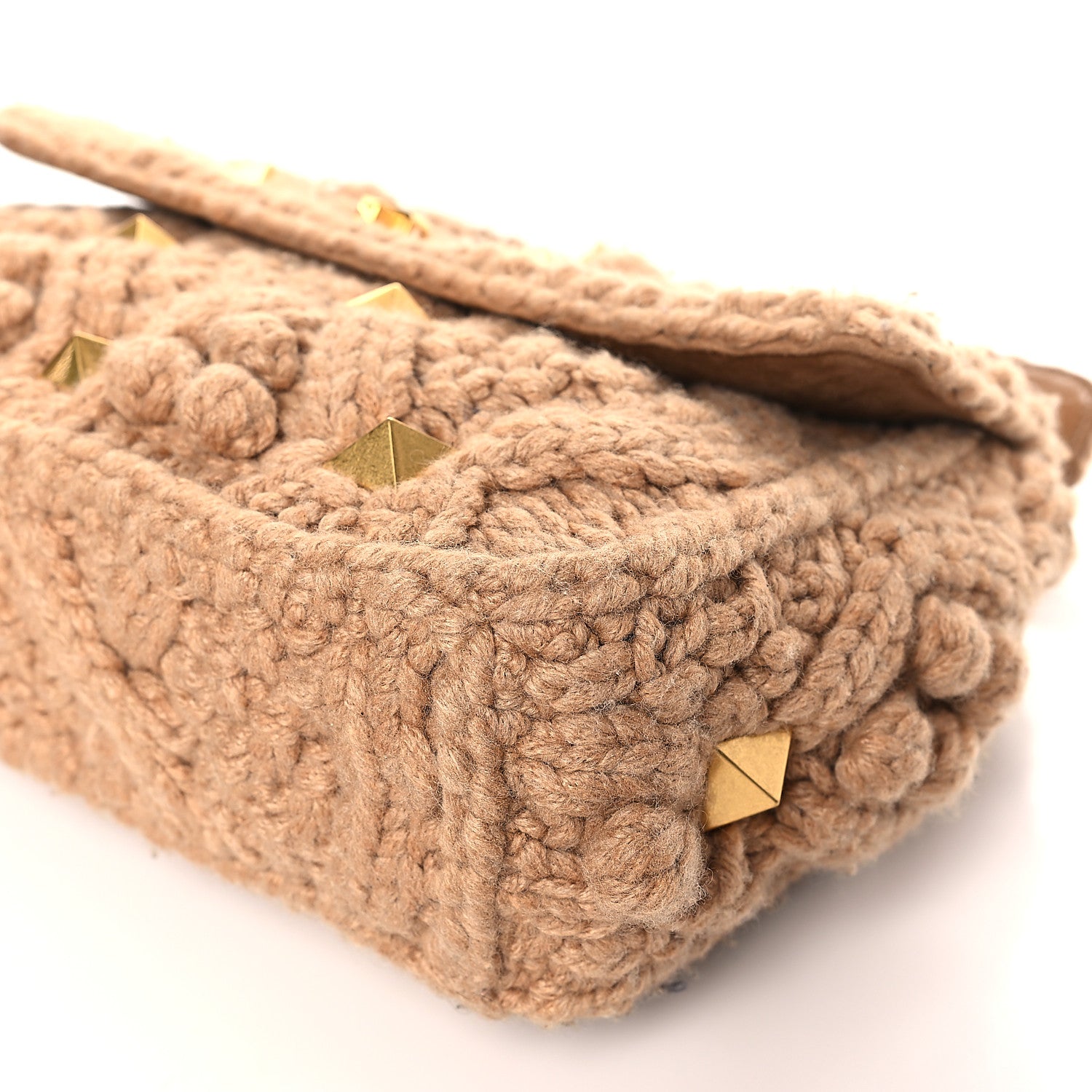 Valentino Garavani Cashmere Large Roman Stud Shoulder Bag Beige 8 of 8