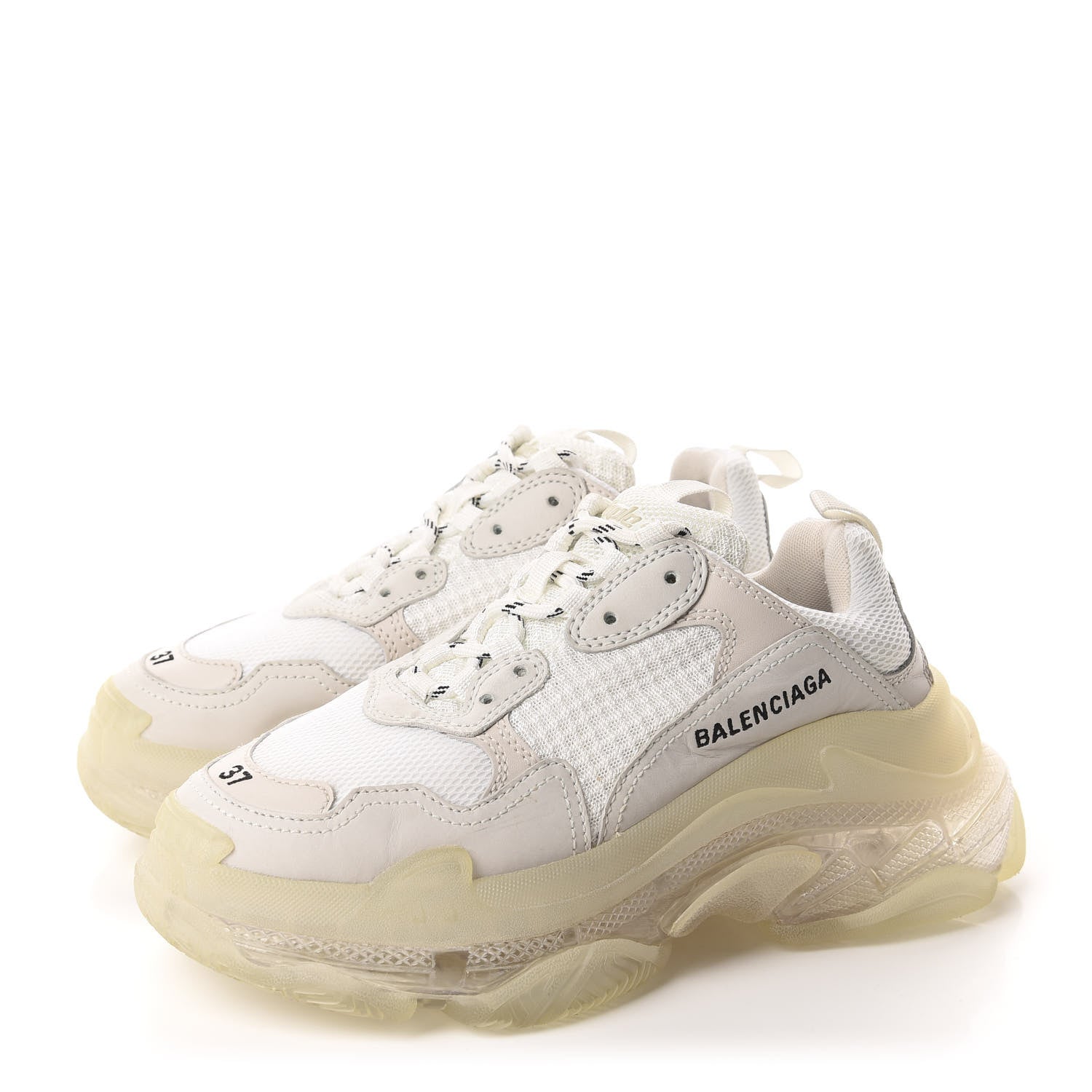 Balenciaga Fabric Mesh Clear Sole Womens Triple S Sneakers 37 White 3 of 9