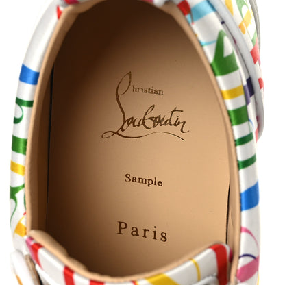 Christian Louboutin Satin Nappa Mens Louis Junior ABC Orlato Flat Sneakers 42 White Multicolor 6 of 9