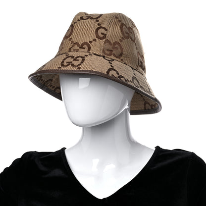 Gucci Monogram Jumbo GG Bucket Hat S Camel Ebony New Acero 2 of 9