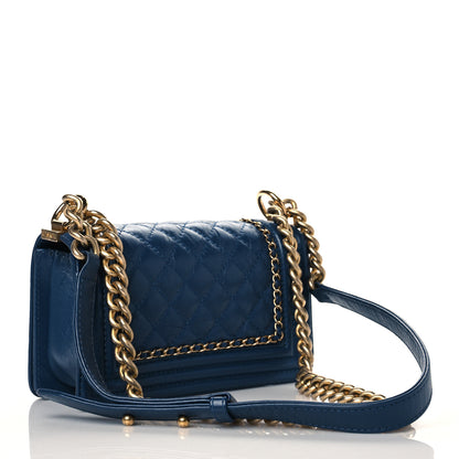 Chanel Aged Calfskin Quilted Small Jacket Boy Flap Navy 3 of 11