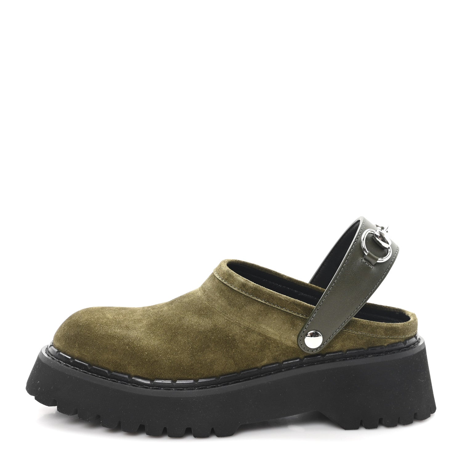 Gucci Suede Womens Horsebit Platform Mules 36 Dark Green 1 of 11