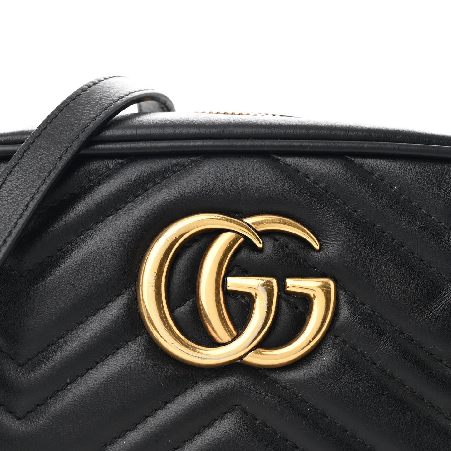 Calfskin Matelasse Small GG Marmont Chain Shoulder Bag Black