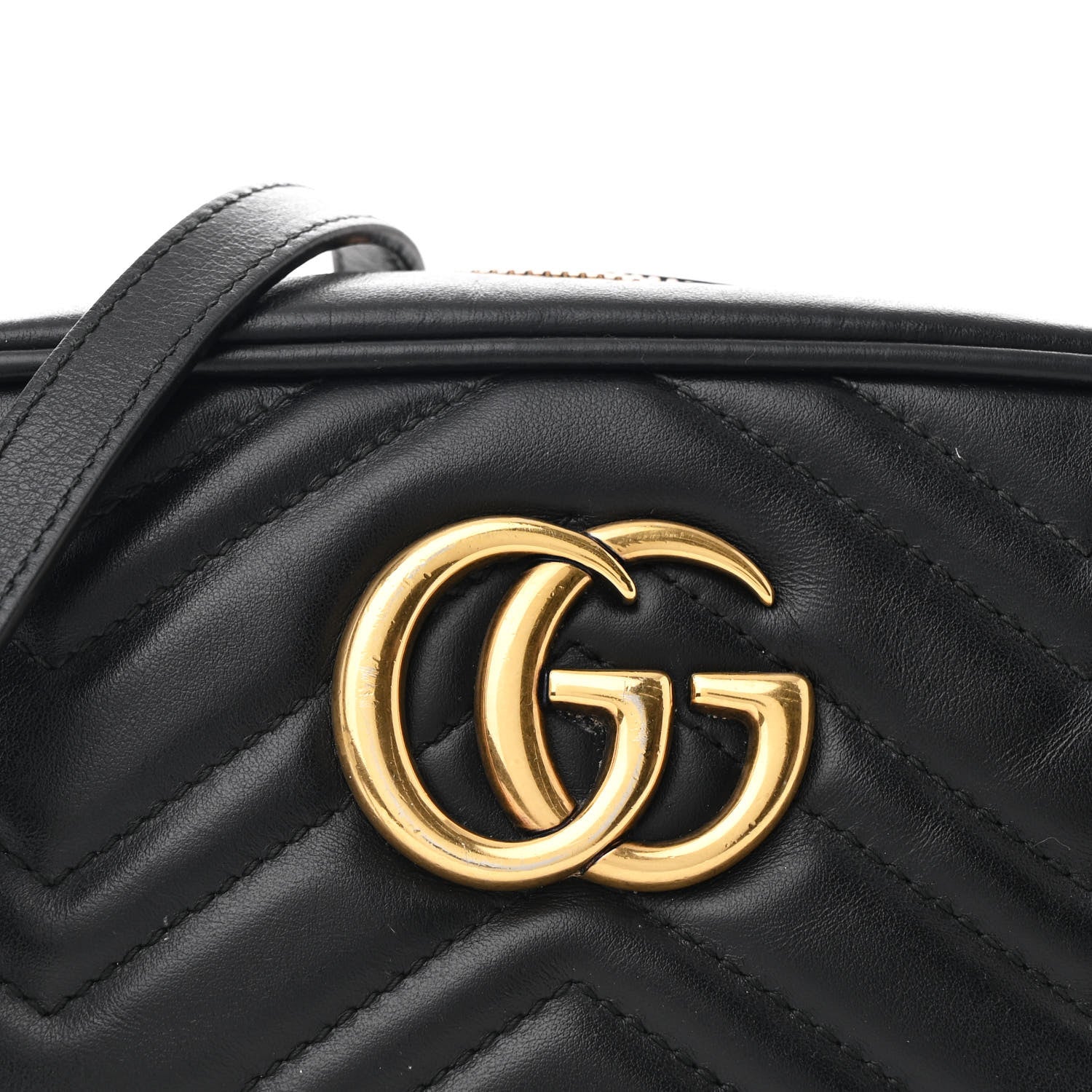 Gucci Calfskin Matelasse Small GG Marmont Chain Shoulder Bag Black 8 of 11