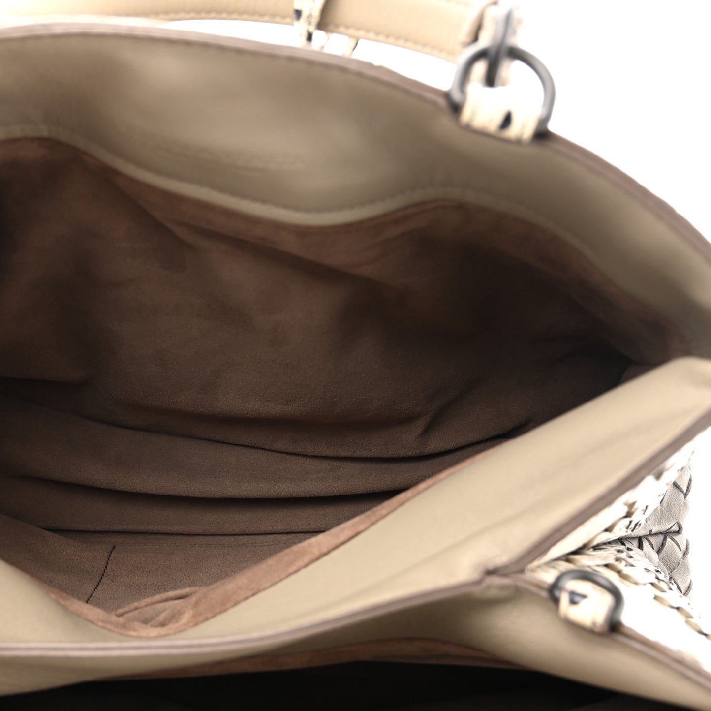 Nappa Intrecciato Snakeskin Small Flow Wave Tote Taupe Multicolor