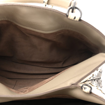 Bottega Veneta Nappa Intrecciato Snakeskin Small Flow Wave Tote Taupe Multicolor 6 of 11