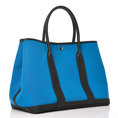 Hermes Toile Officier Negonda Garden Party Tote 36 MM Bleu Zanzibar Vert Fonce 3 of 8