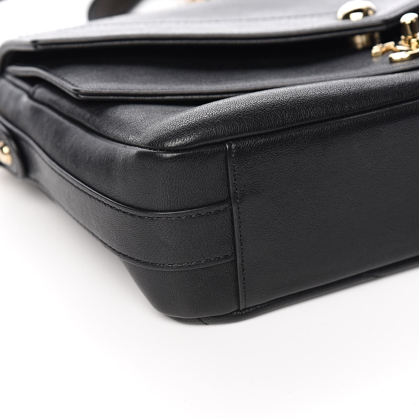 Sheepskin Chevron Quilted Mini Double Chevron Flap Black