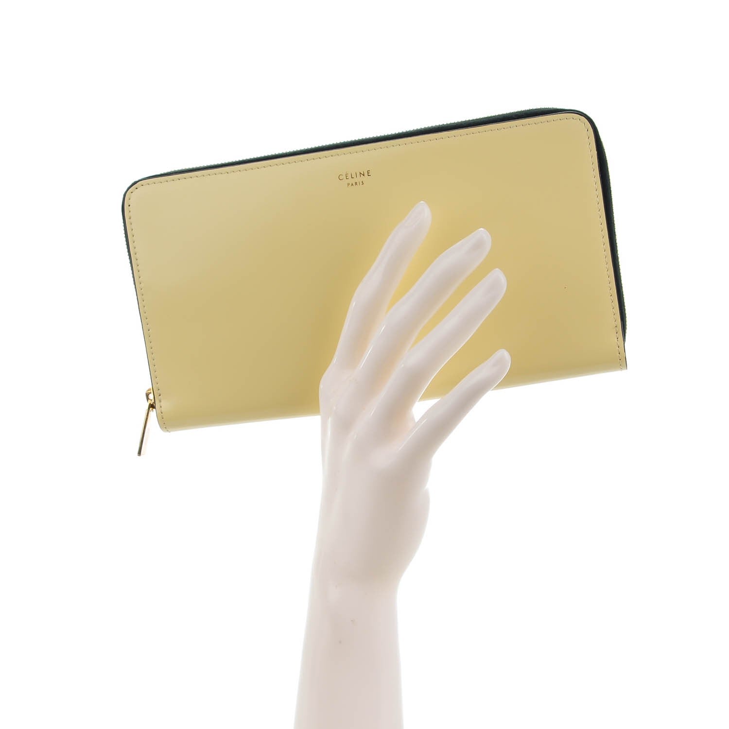 Celine Spazzolato Calfskin Large Zip Around Multifunction Wallet Yellow 2 of 8
