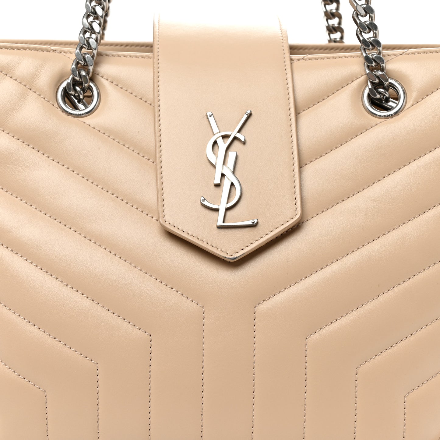 Calfskin Y Quilted Monogram Large Loulou Shopper Nude Powder