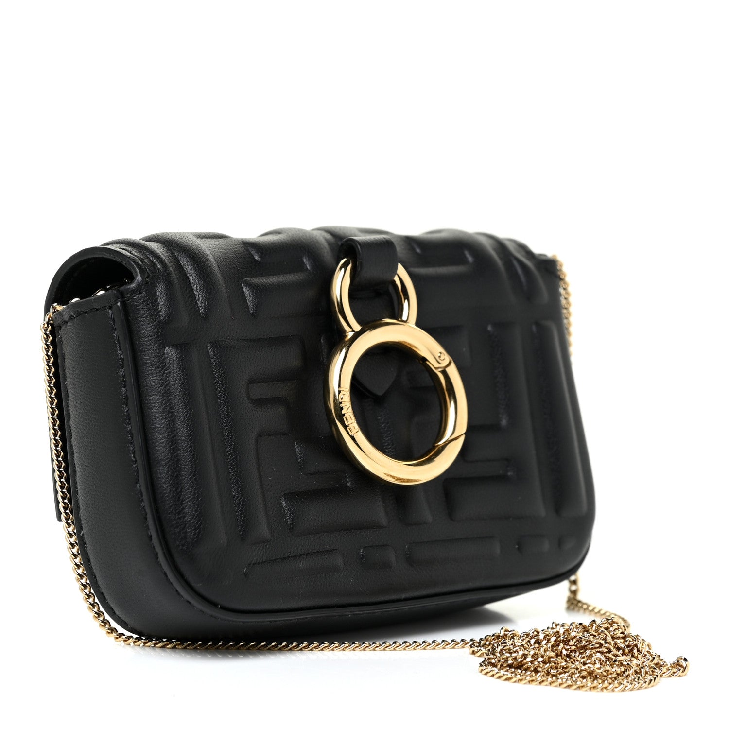 Fendi Nappa Matisse FF Embossed Nano Baguette Charm Black 3 of 12